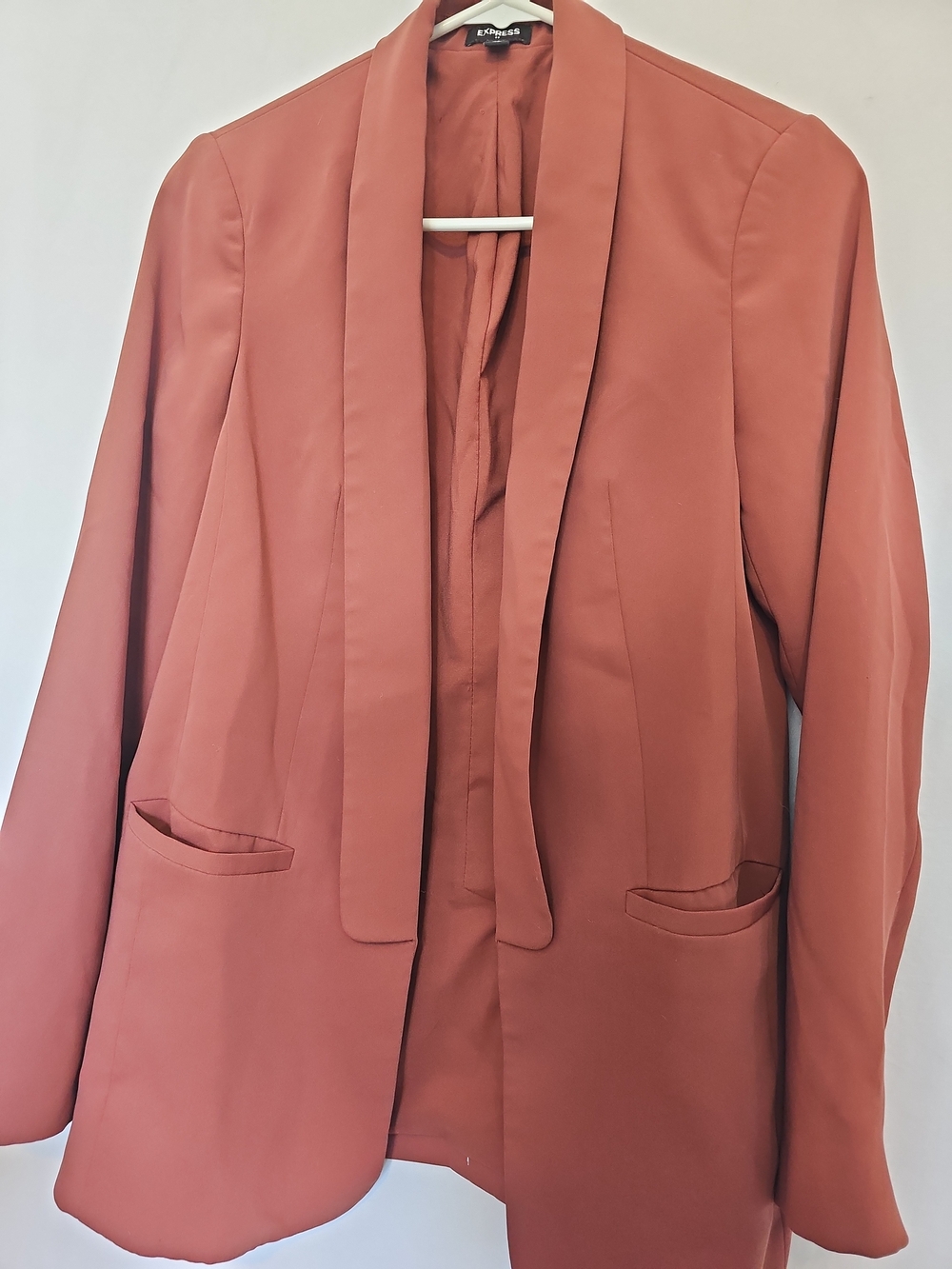 Express Women's Rust Open-Front Shawl Collar Blazer - Picture 5 of 8